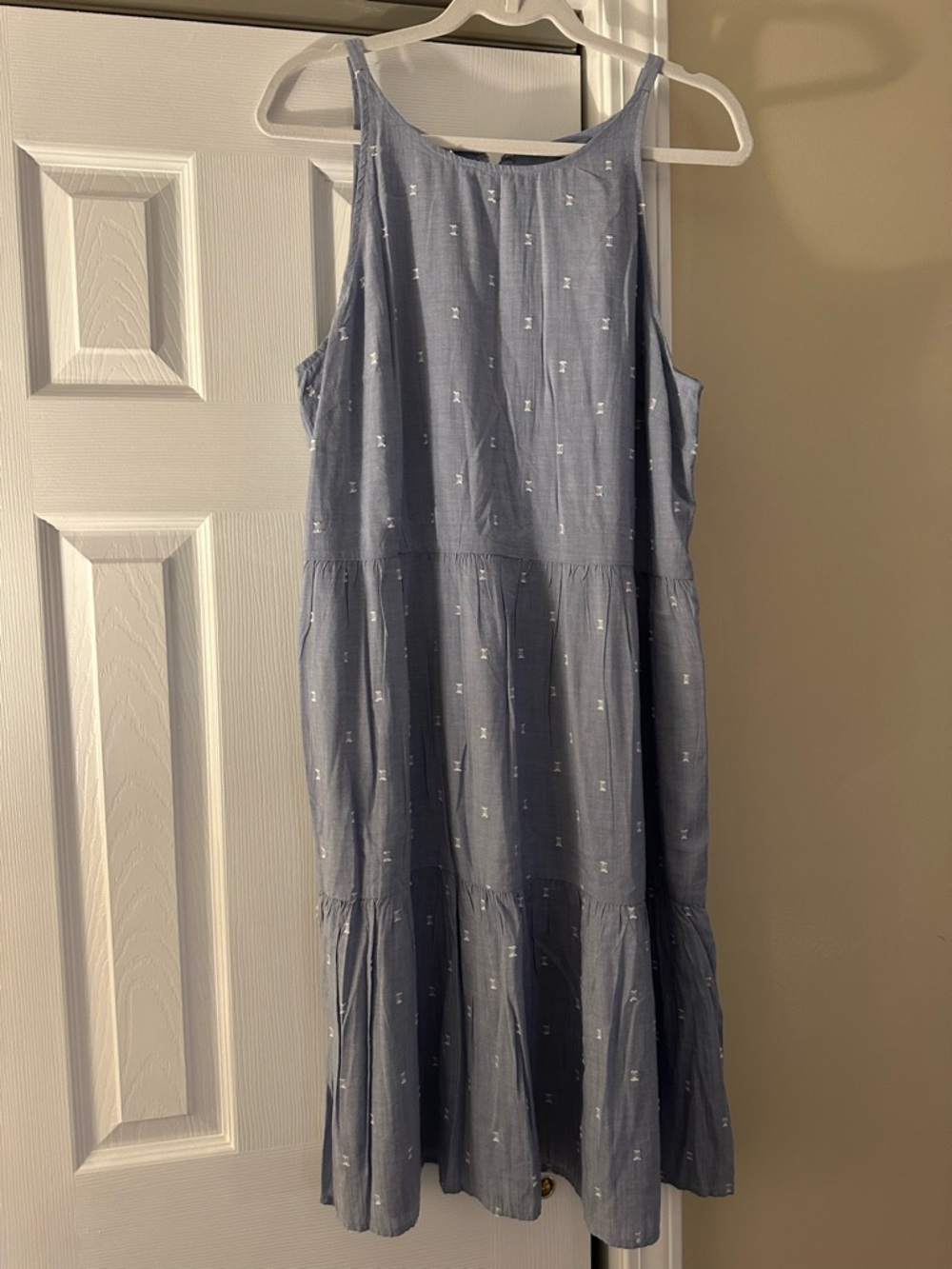 LOFT Light Blue Sleeveless Tiered Summer Dress